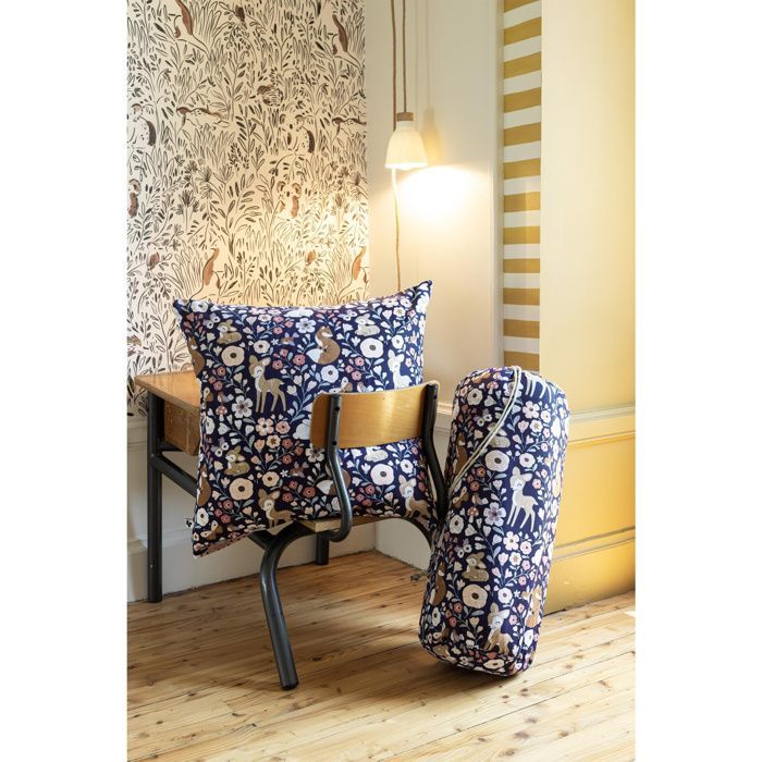 Edredón estampado de 200 x 200 cm + 2 fundas de almohada de 60 x 60 cm – Algodón Bosque Encantado