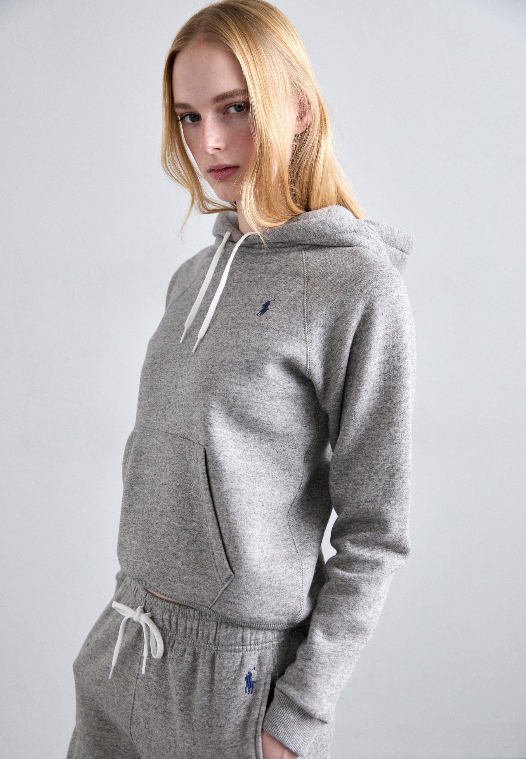 Polo Ralph Lauren SHRUNKEN FIT HOODIE - Sweatshirt - donker vintage gemêleerd