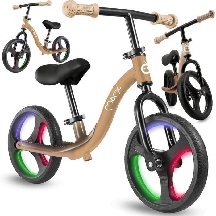 Loopfiets - MOMI - ISOKA - 25 cm LED - Verstelbaar zonder gereedschap - 2+ jaar - Beige