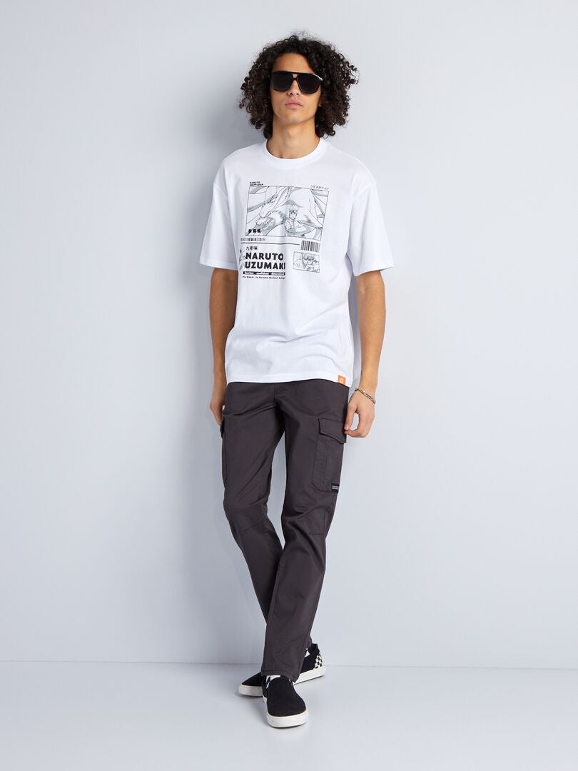 Camiseta de algodão confortável 'Naruto' - BRANCA