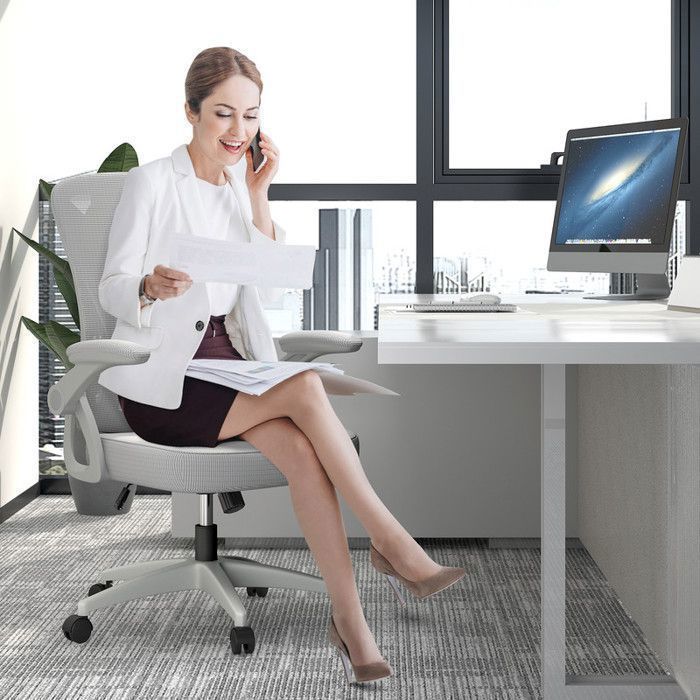 Silla de oficina giratoria 360° | Silla ergonómica | Altura y respaldo ajustables / Reposabrazos ajustables | Carga máxima 150 kg | Gris