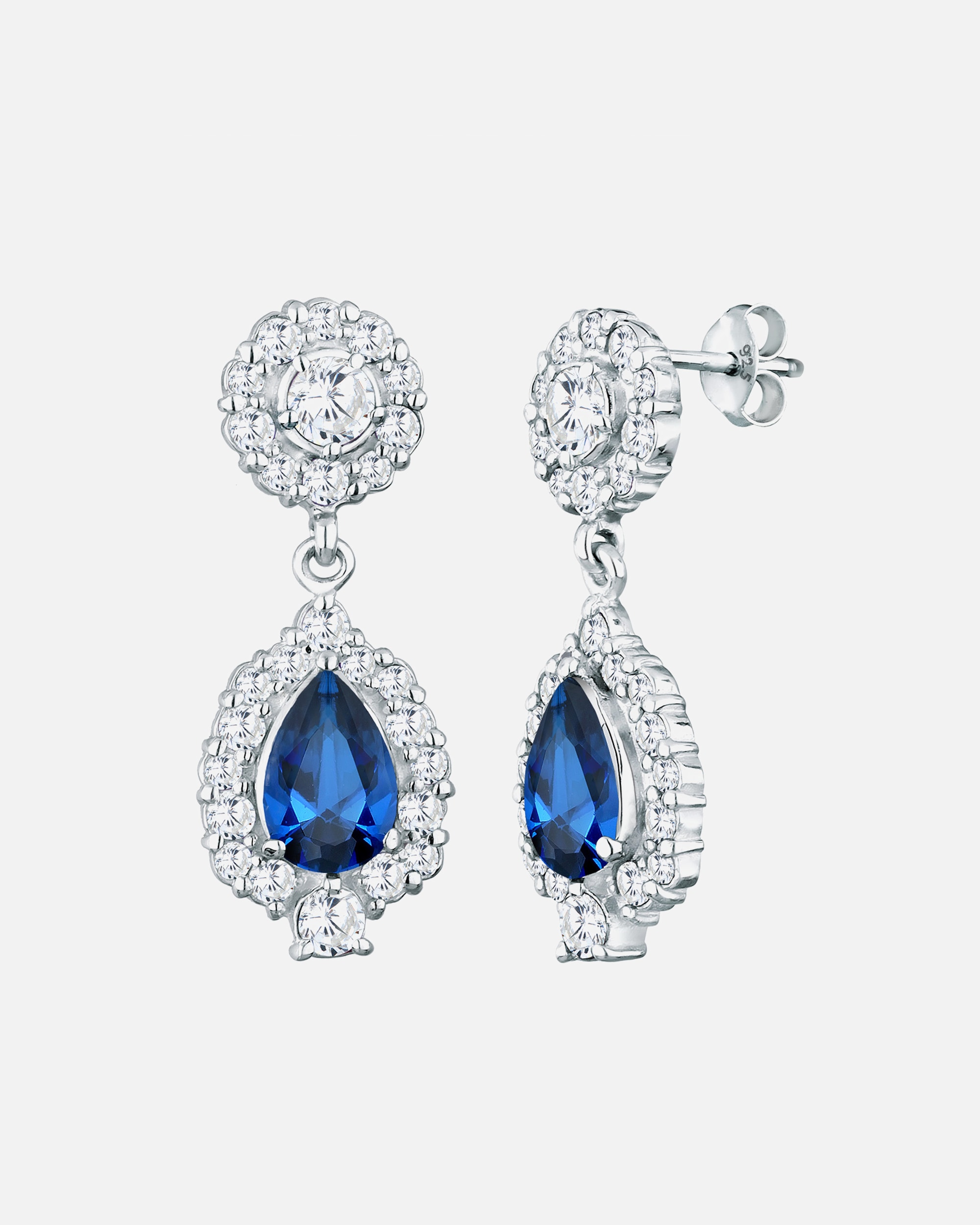 Elli PREMIUM Femmes motif goutte glamoureux avec cristaux de zirconium et saphir synthétique en argent sterling 925