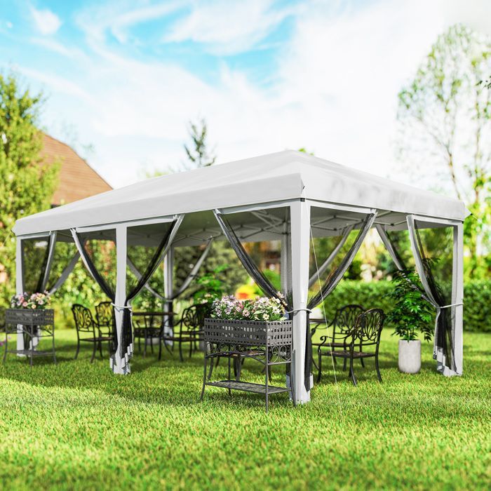 Outsunny - Tonnelle de jardin - Polyester Oxford - 585x295x270cm - Crème