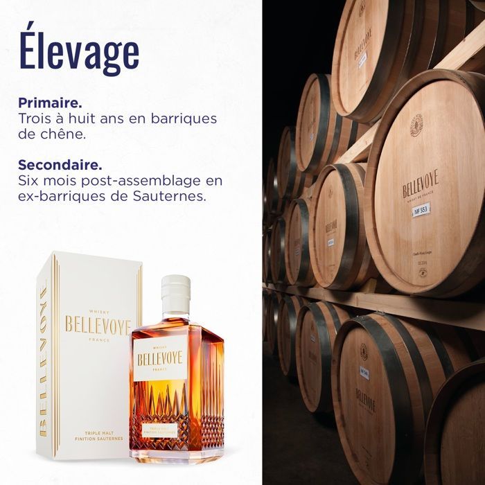 BELLEVOYE - BIANCO - Whisky - Triple Malt - Origine: Francia - 40% di alcol - bottiglia da 70 cl