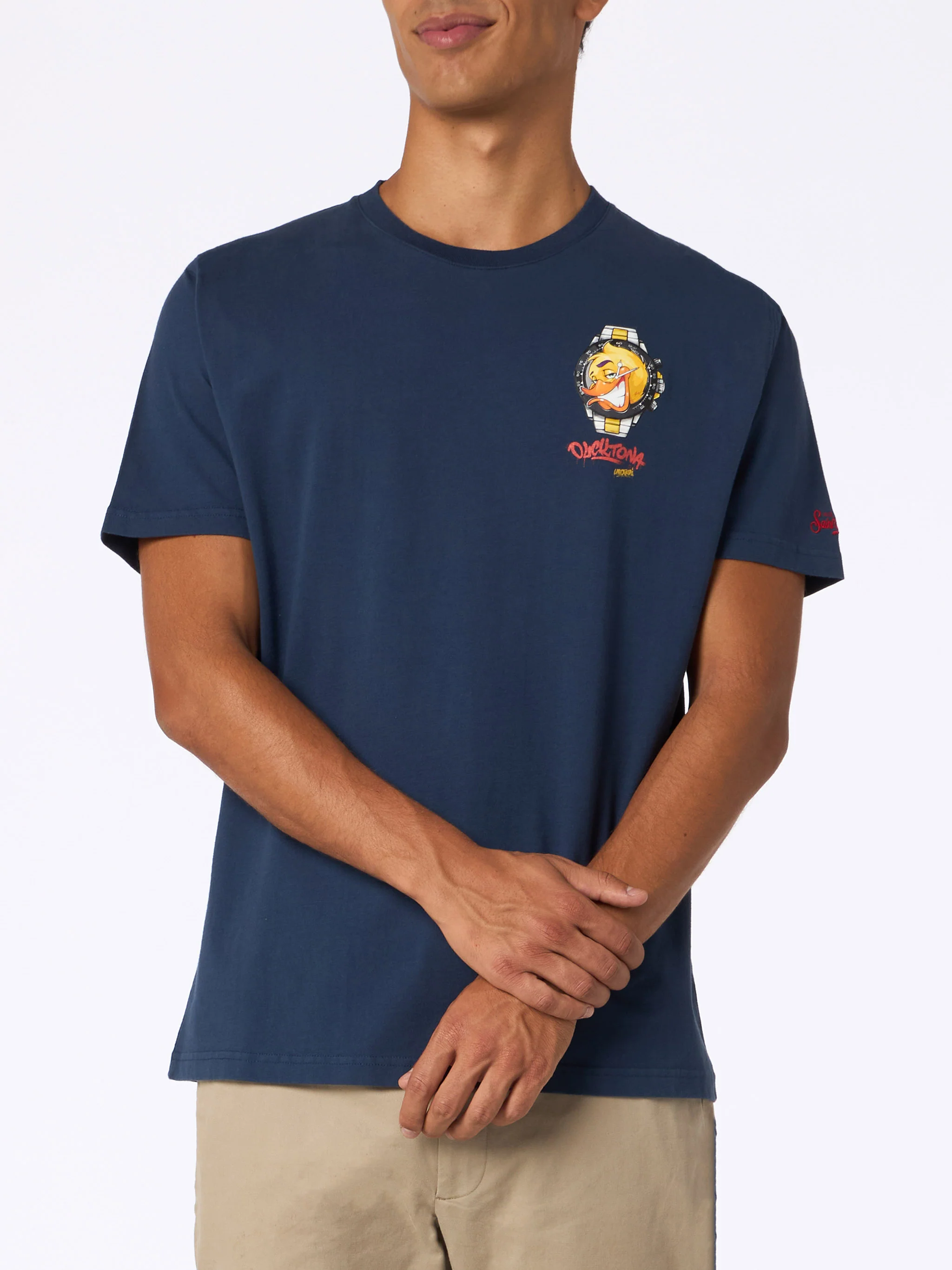 Arnott's T-shirt van zwaar katoen voor heren met Crypto St Watch-print