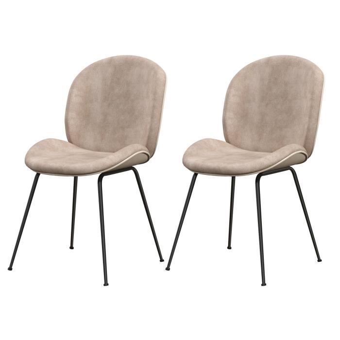 COSTWAY Lot de 2 Chaises à Manger en Velours, Taille du Siège 49x46 cm, Base en Métal, Charge Max. 150kg, pour Cuisine, Salon, Café