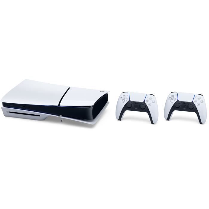 Pack PS5 Standard (avec lecteur CD) : Console PlayStation 5 (Modèle Slim) + 2ème manette DualSense Blanche