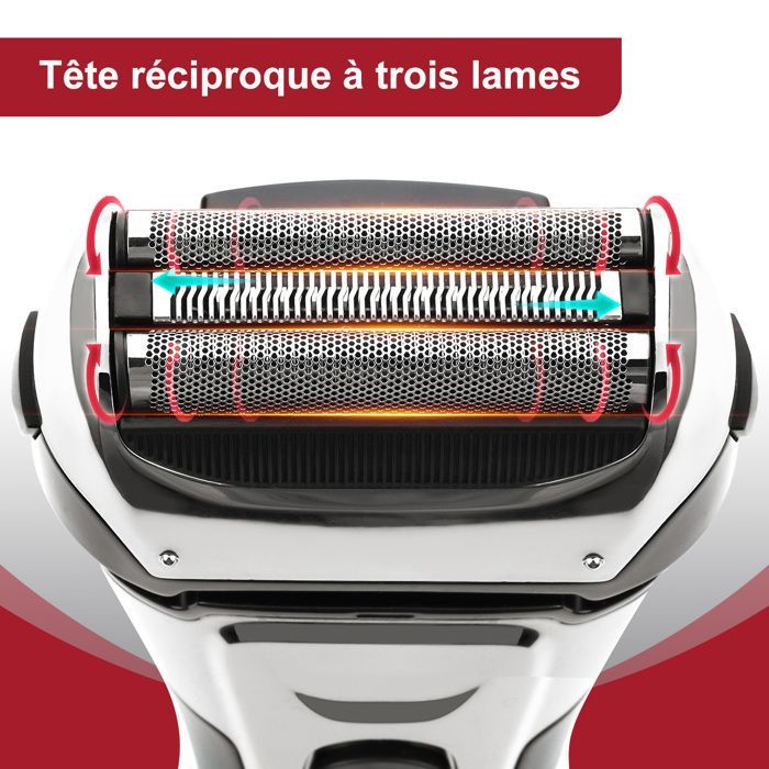 Rasoir Électriques Hommes Tondeuse à Barbe 3 en 1 - Étanche à corps entier - Affichage LED - Recharge USB
