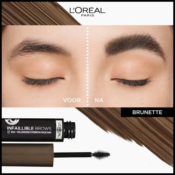 L'Oréal Paris Infaillible Brows 24H 108 Dark Brunette ūdensizturīgā uzacu skropstu tuša<br>12.1g