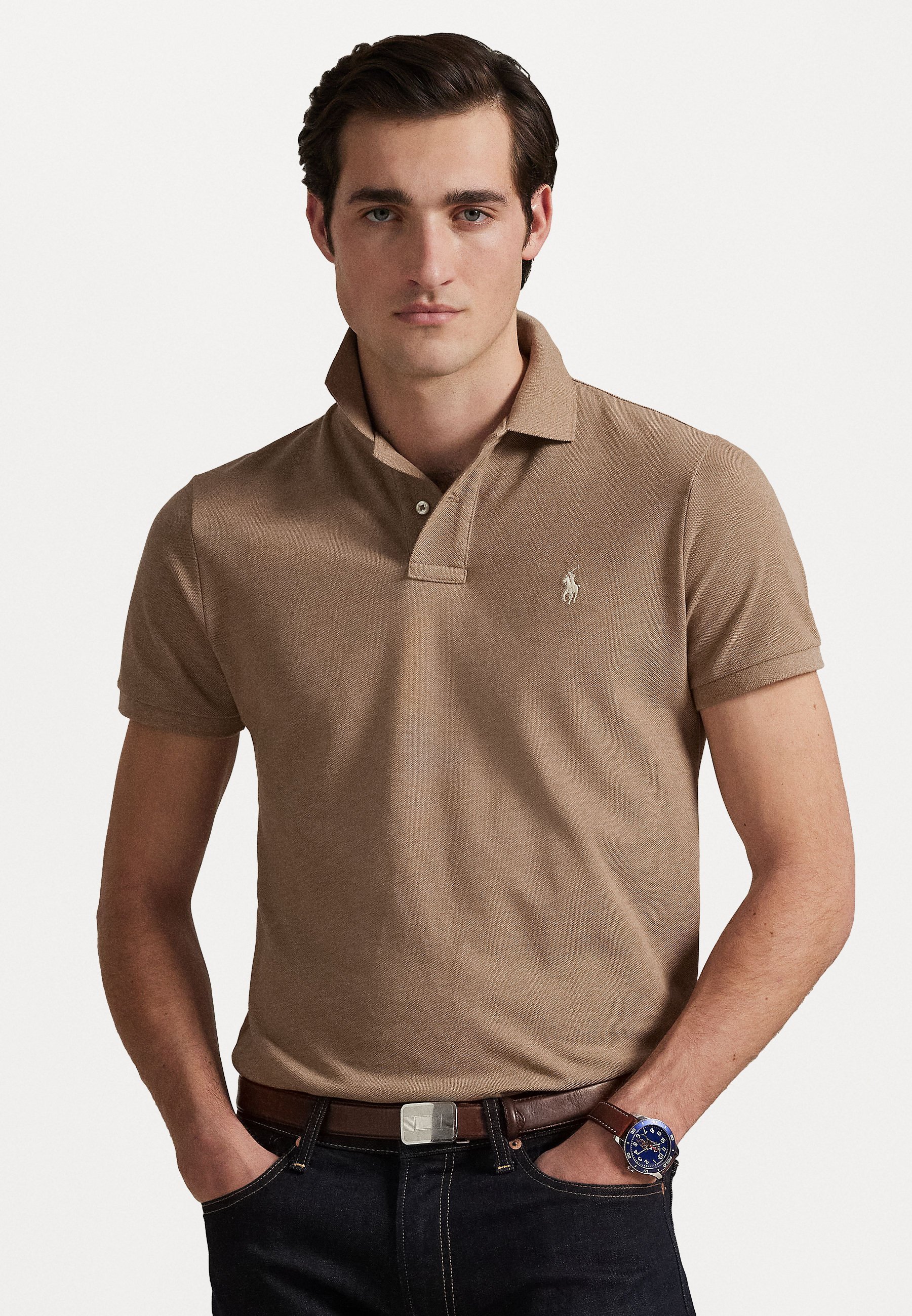Polo Ralph Lauren THE ICONIC MESH POLO SHIRT - Polo - gris chiné italien