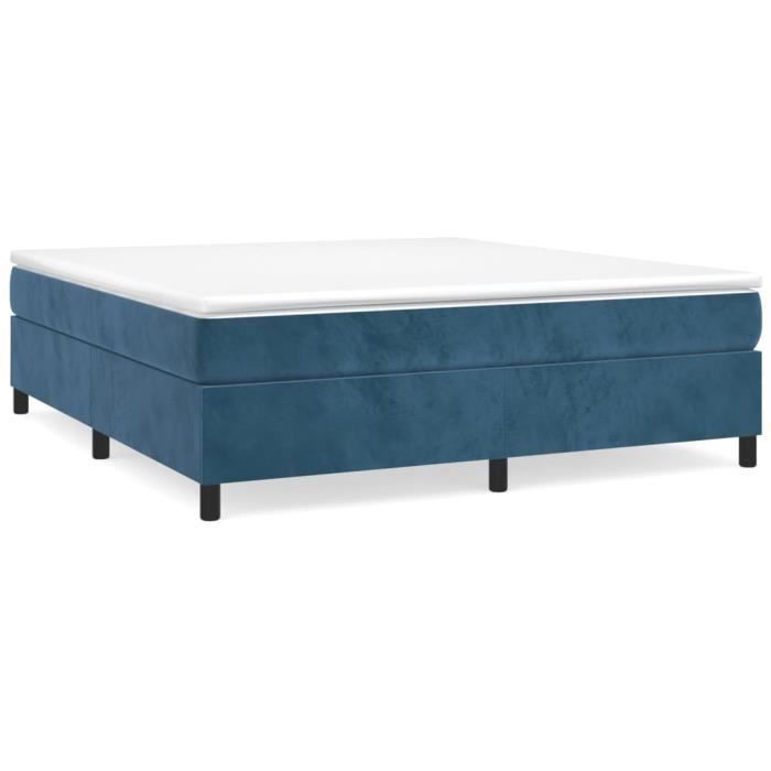 Base de cama con muelles MOTHINESSTO - Azul oscuro - 180x200 cm - Terciopelo