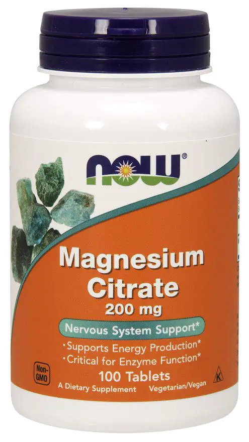 Now Foods Magnesium Citrate, Cytrynian magnezu 200 mg, Tabletki