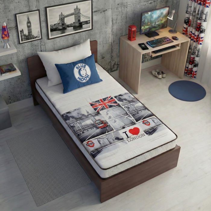 Colchón de espuma LONDON de 90x190 cm - 5 zonas de confort - Soporte firme - 15 cm de grosor - Fabricado en Bélgica