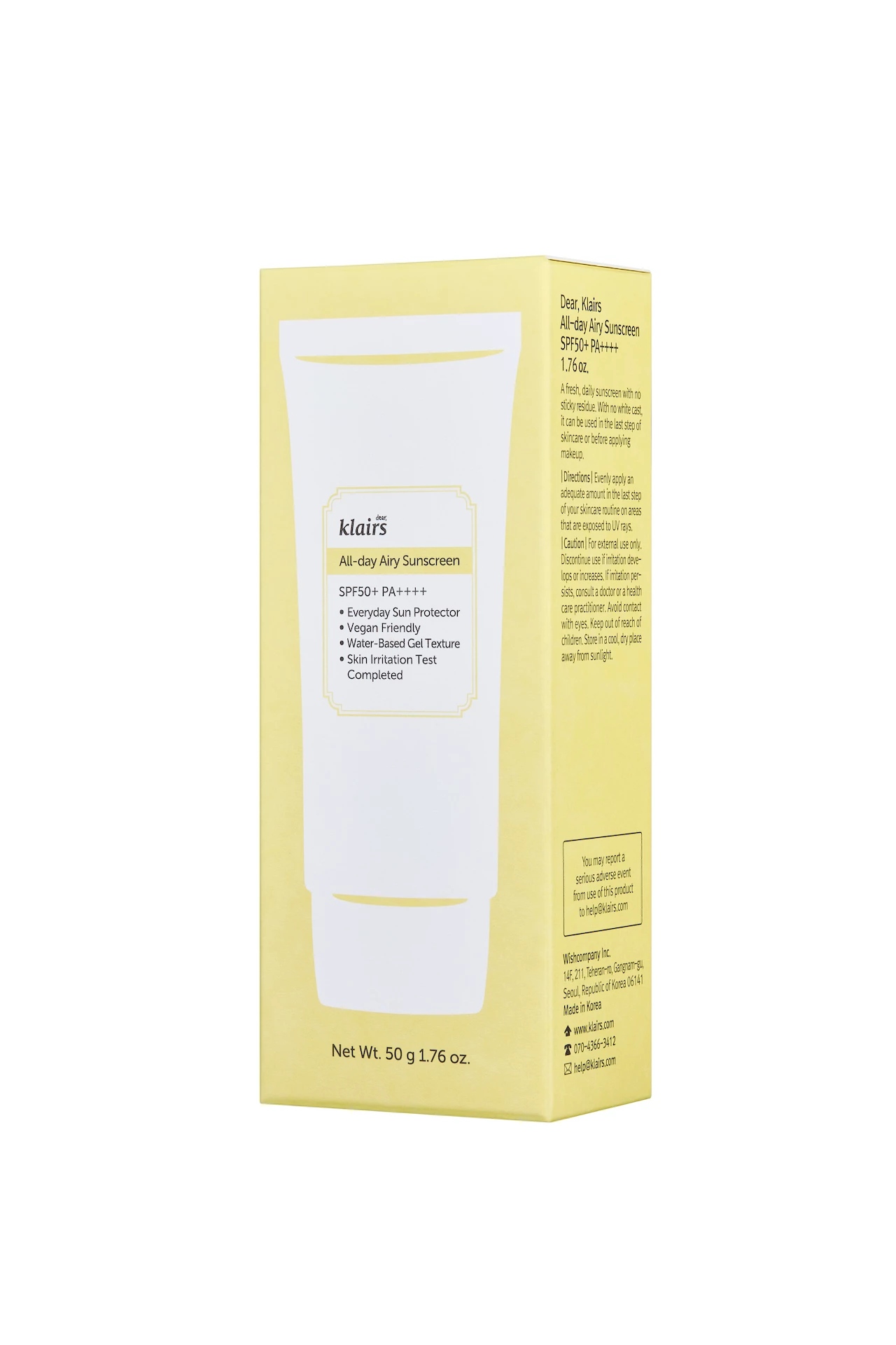 Egész napos légáteresztő naptej 50 ml - Klairs