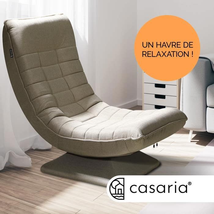 CASARIA® Fauteuil tout confort pivotant à 360° Crème capacité de charge de 150kg siège de gaming 58x57x84/87cm relaxation