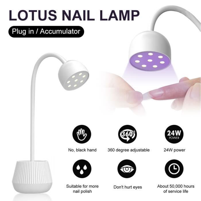 Mini lampada UV LED per unghie, portatile, pieghevole a 360 gradi, a forma di loto, lampada UV multicolore per manicure