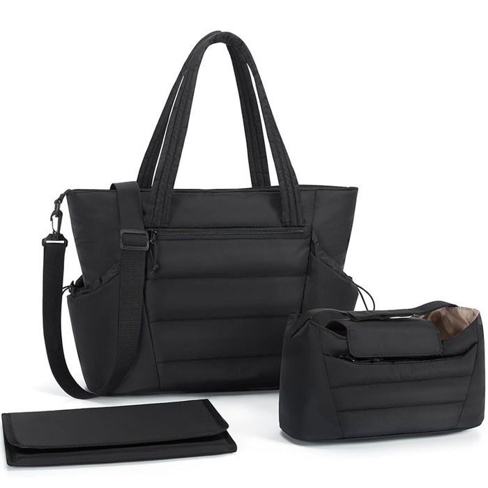 Bolso cambiador de gran capacidad con bolsa de almacenamiento – Negro – 47 x 16 x 32 cm
