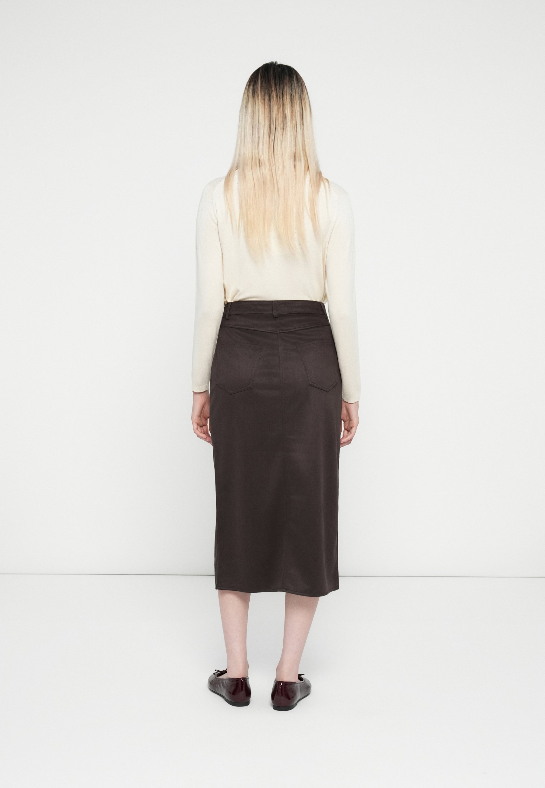 ONLY ONLINE LIFE SPLIT ROK - Maxi rok - donkerbruin