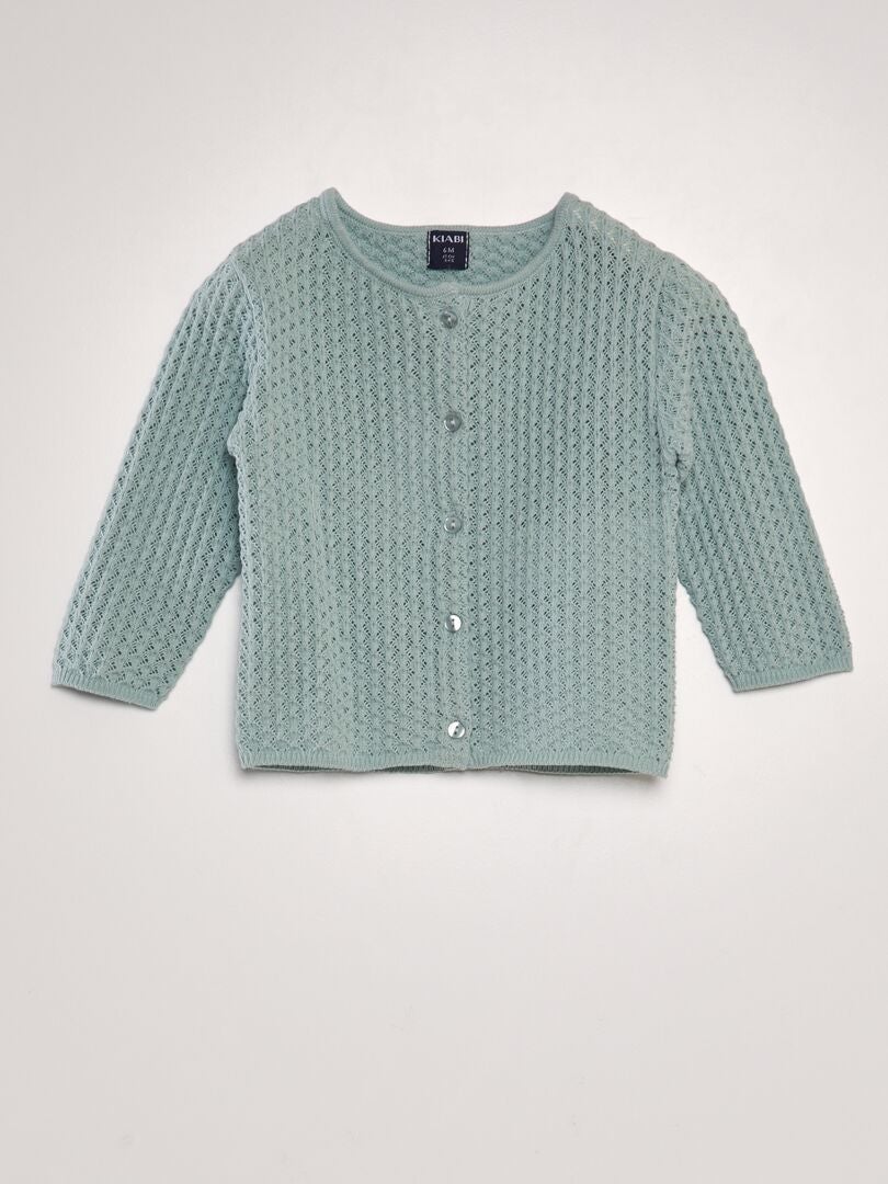 Gebreid vest met patroon - BLAUW