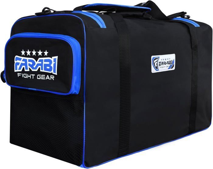 Sac de Sport - Farabi Sports - Bleu - Polyester Résistant - 4 Poches Zippées - Design Moderne