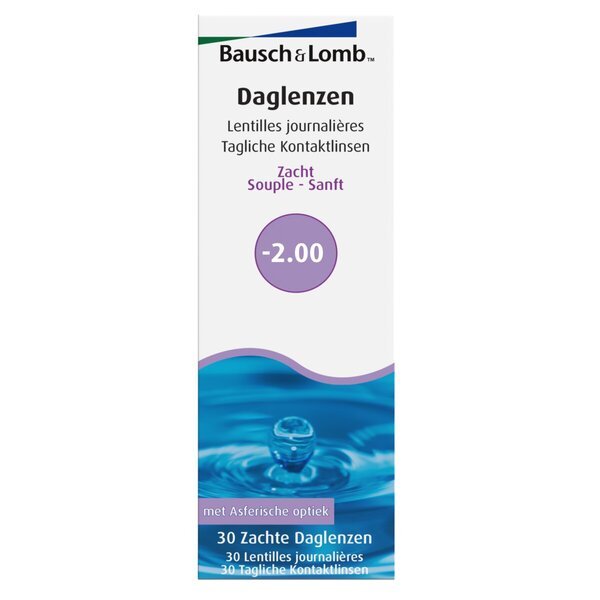 Bausch + Lomb -2.00 мека дневна контактна сочива<br>Медицински производ - 30 комада