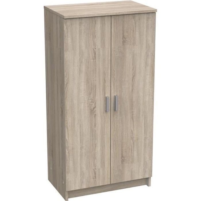 Armoire multi usages - Armoire auxiliaire à 2 portes, Range chaussures - L55xP36xH108cm - Décor chêne -DEMEYERE