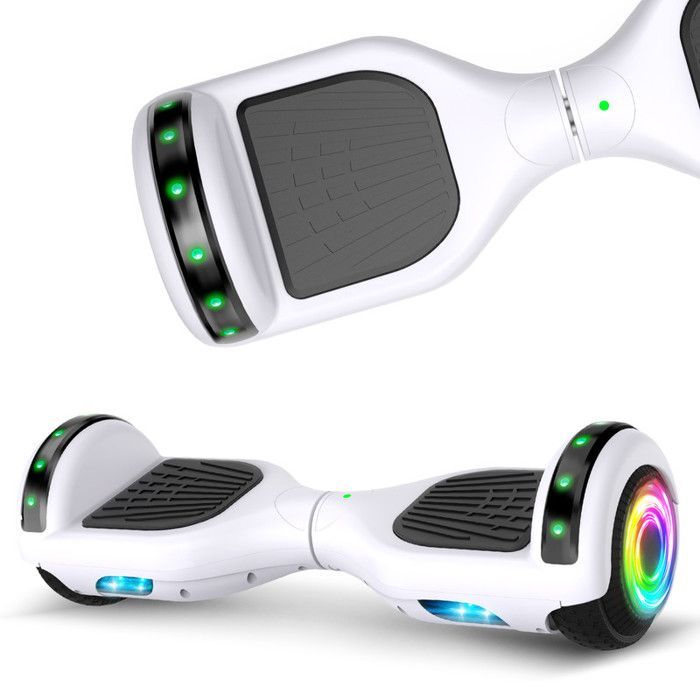 Hoverboard, monopattino elettrico autobilanciante da 6,5 pollici con Bluetooth, ruote e luci a LED per bambini e adulti.