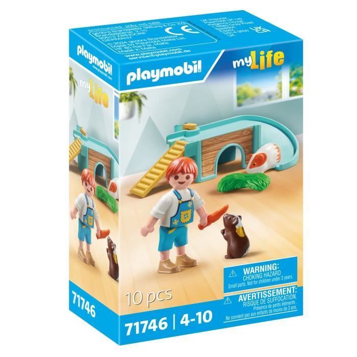 PLAYMOBIL 71746 Kind met 2 cavia's en speelplek, Mijn leven, 10 onderdelen, Leeftijd 4+