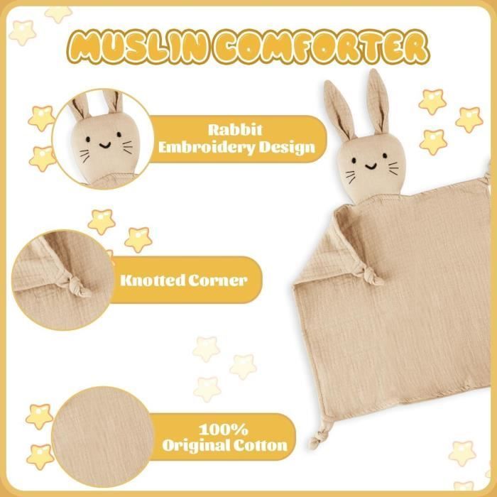 Coffret Cadeau Naissance Bébé,de Dentition et Bavoir Garçons et Filles avec Doudou Bébé,Set de Cadeaux pour la Fête de Bébé(kaki)