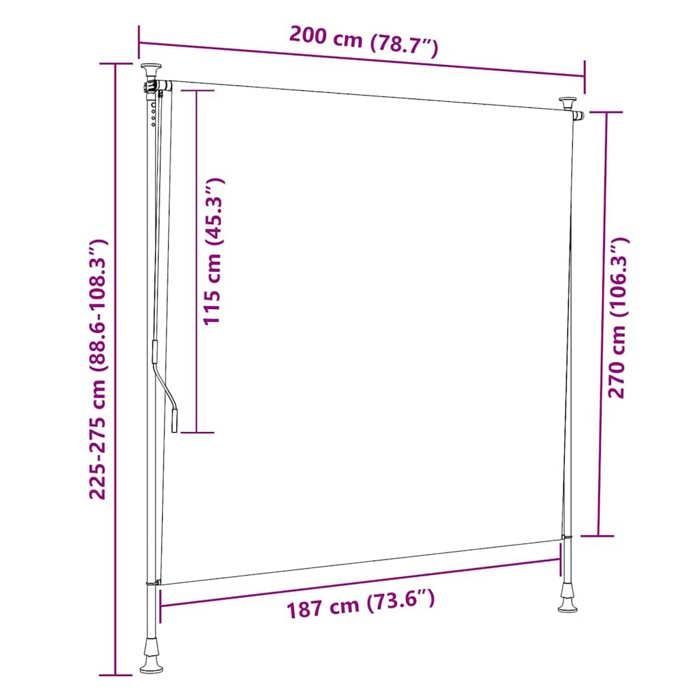 vidaXL Outdoor Roller Blind, Vertical Retractable Awning for Balcony, Garden, Pergola, Terrace, Patio, UV Blocking, 145938