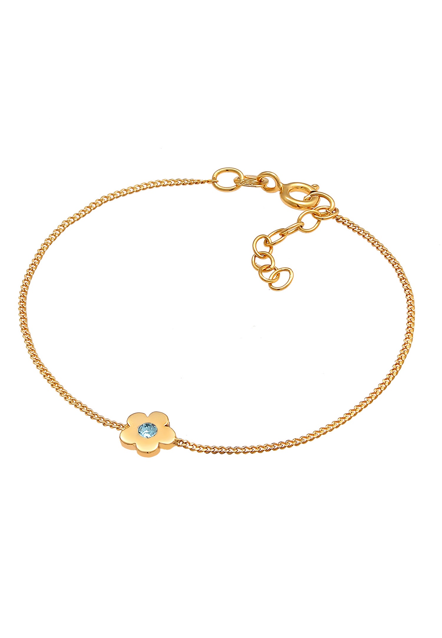 Elli Fleur d'enfant bleue mignonne ajustable avec cristaux en argent sterling plaqué or 925