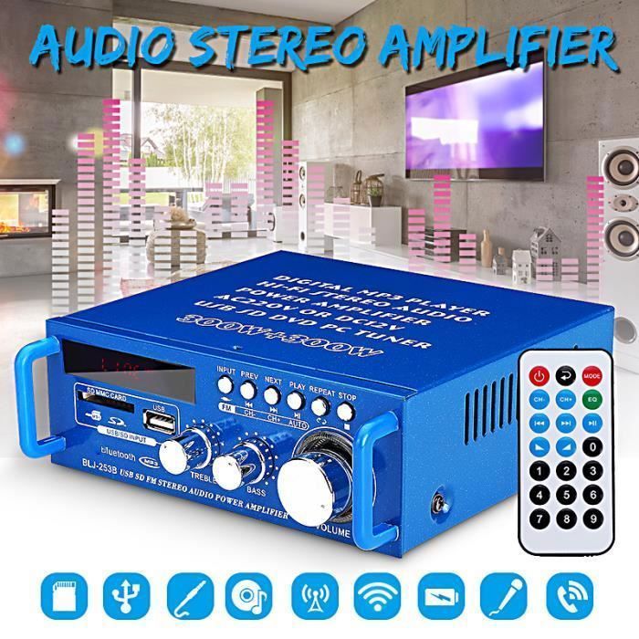 600W 2CH HiFi Stereo Audio Amplifier with Bluetooth Radio and Speaker, 12V/220V Label