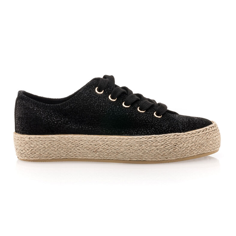 Svarte espadriller med tausåler til dame