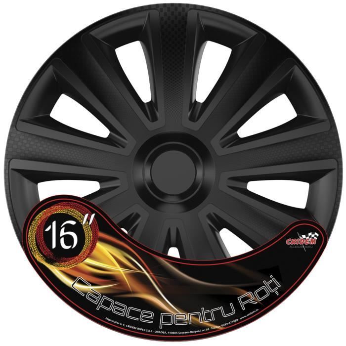 Juego de 4 embellecedores de rueda Cridem Aviator Carbon - Negro - 16''