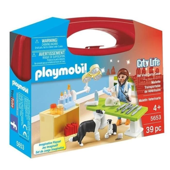 PLAYMOBIL 5653 Veterinary Case, City Life, Animal Care, Creative Role Play, 39 Pieces, Ages 4+