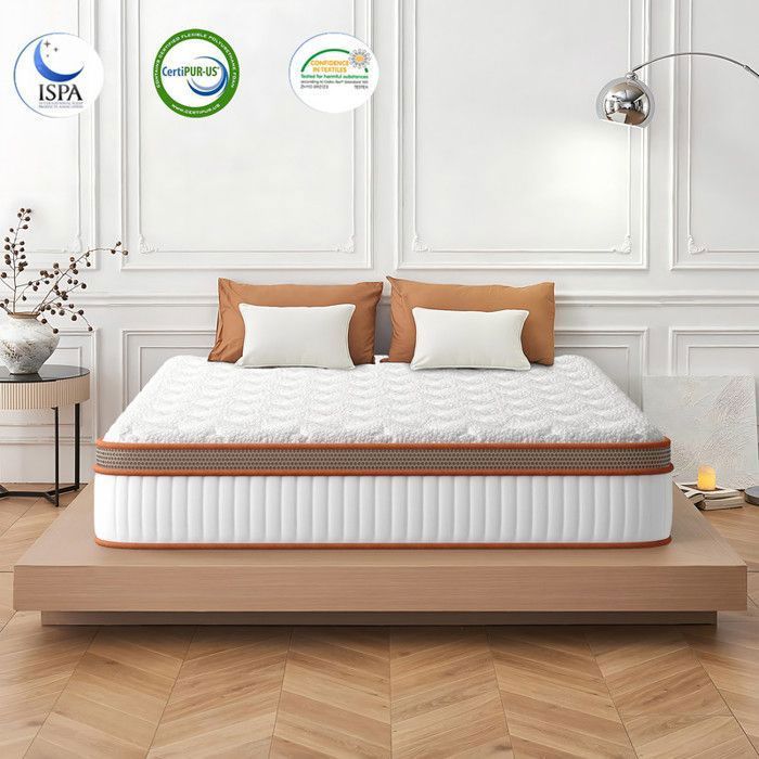 Colchón de 140x200 cm - Oeko-TEX - Antiácaros - 10 zonas - Muelles ensacados - Espuma viscoelástica - Algodón de fibra aeróbica - 26 cm de grosor