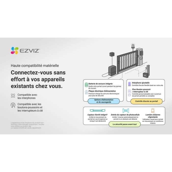 Kit de motor para puerta corredera - EZVIZ - HG2 600 Pro - Conectado - Hasta 600 kg