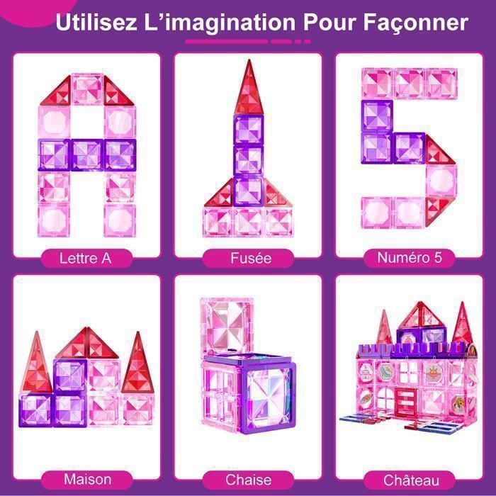 Conjunto de construção magnética com 54 peças, brinquedo educativo para crianças de 3 a 8 anos, estimula a criatividade e a lógica, presente ideal para meninos e meninas.