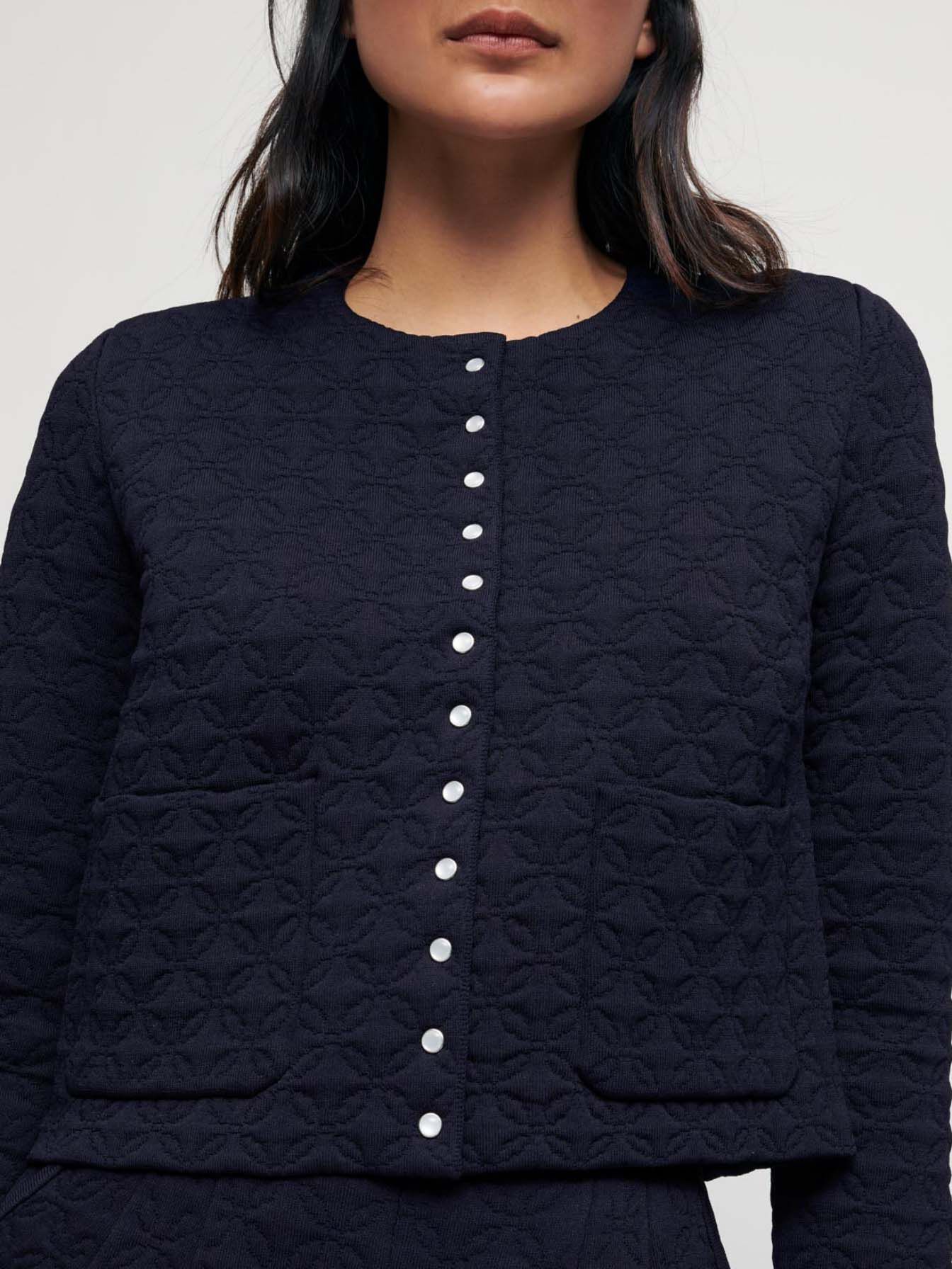 Gewatteerd vest met kleine knoopjes - Marineblauw