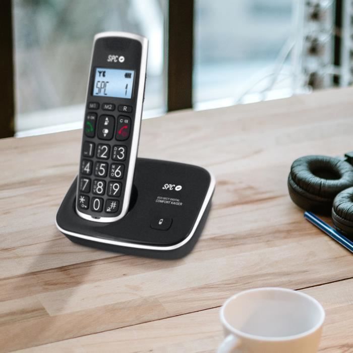 Kaiser SPC Comfort trådløs fasttelefon for seniorer – XL-taster og tall, ekstra forsterket lyd, telefonbok