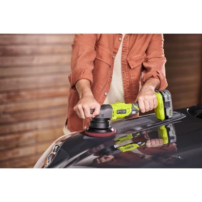 RYOBI - Polisseuse 18V ONE+ - diamètre oscillation 8 mm - patin 125 mm + 3 patins (lustrage - polissage - finition) - R18P-0