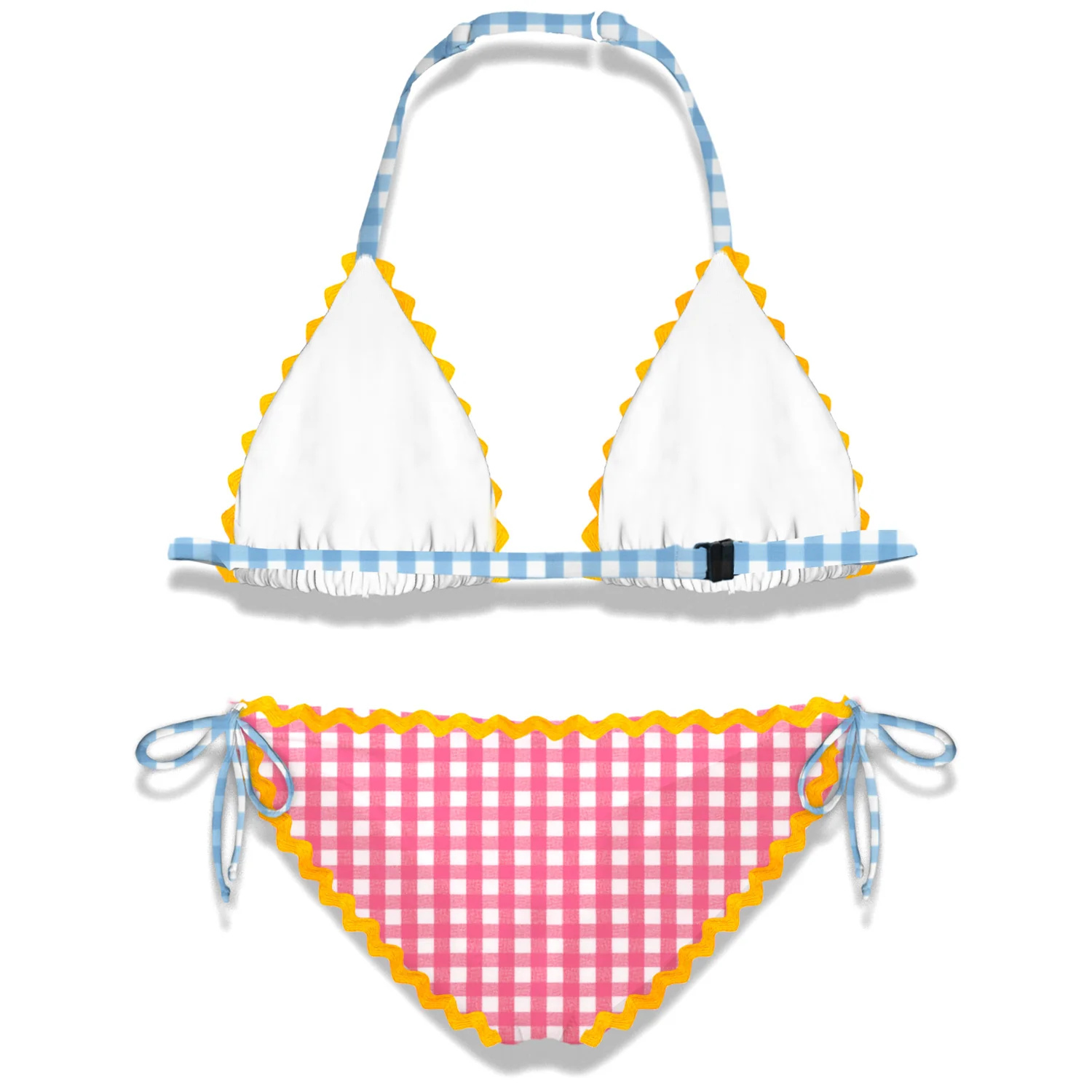 Bikini da bambina con bordo a onde
