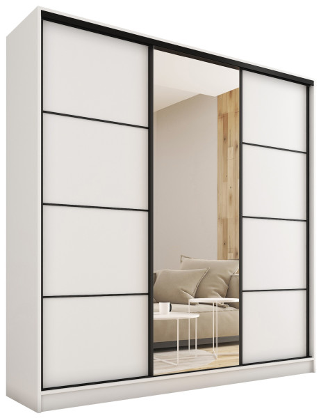 Szafa przesuwna z lustrem 200 cm LOFT MAX biała