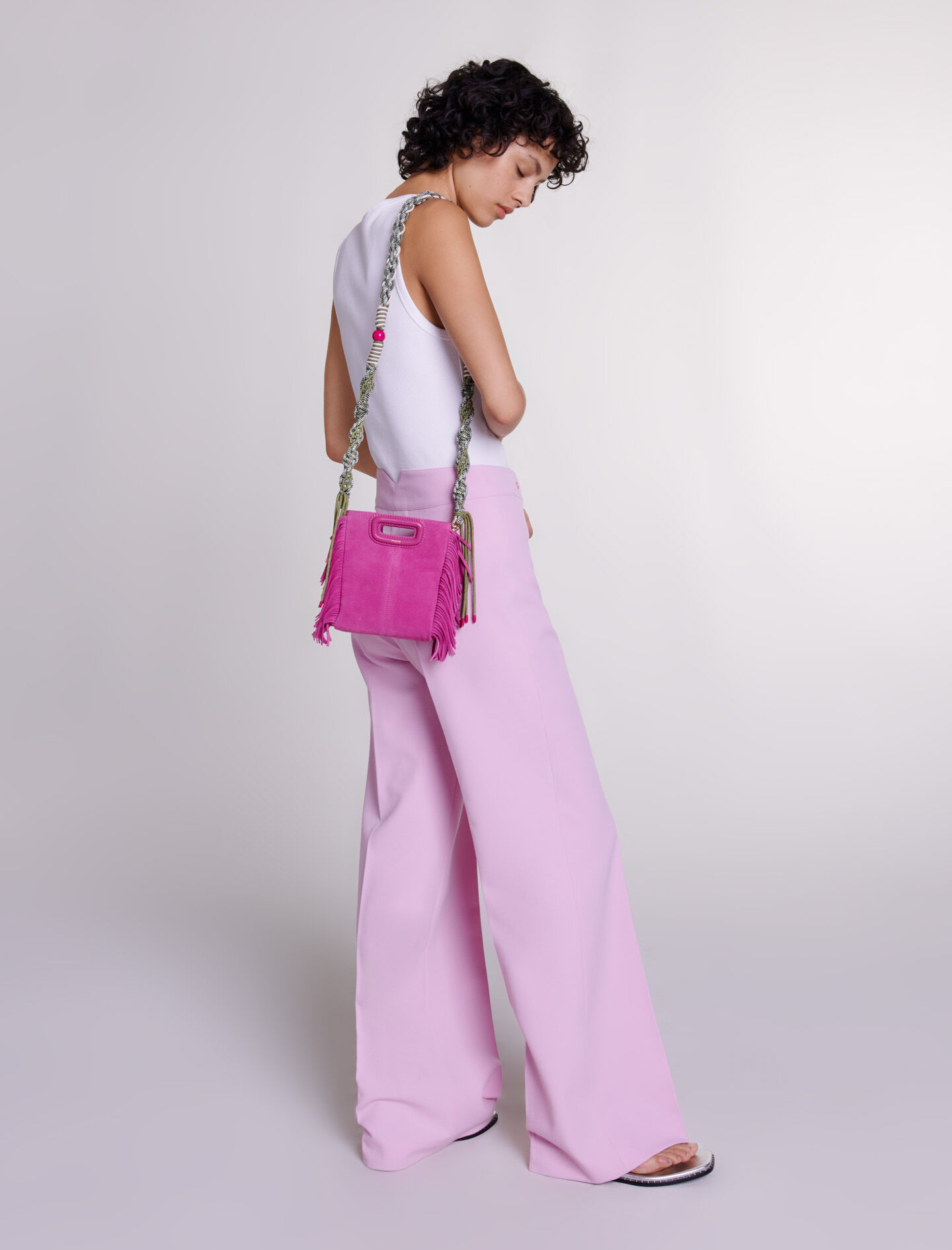Pantaloni de costum cu croi larg - Roz deschis