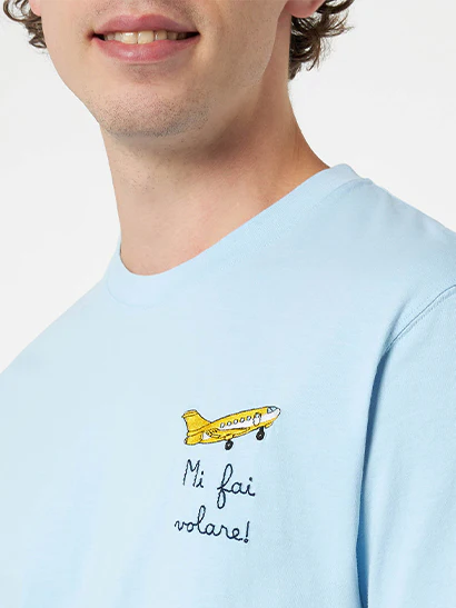 Klassiek model heren T-shirt van Portofino katoenjersey met geborduurd N-logo.