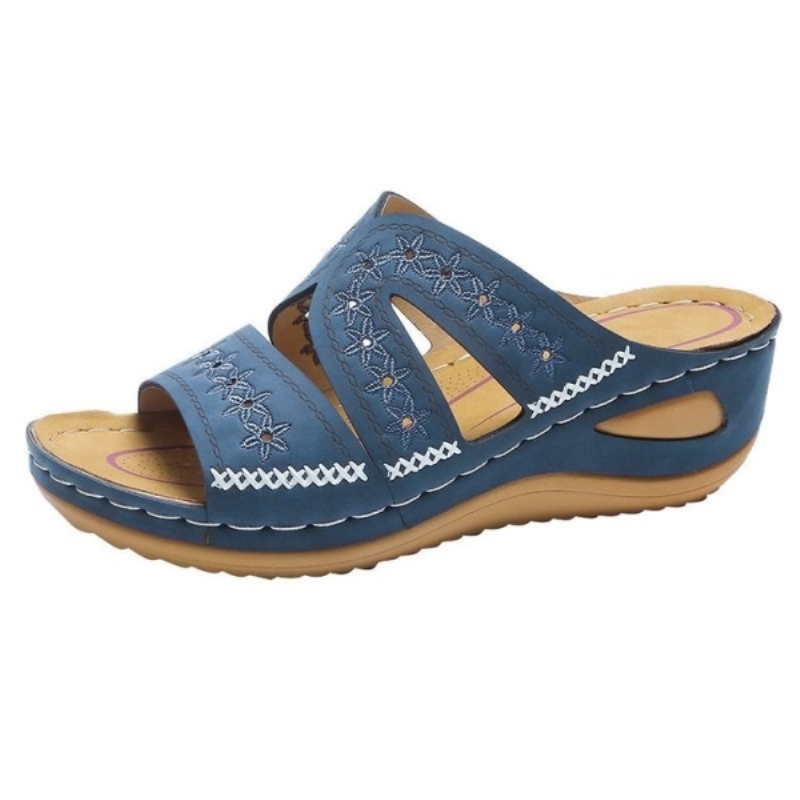 Sandales d'été pour femmes, sandales compensées ajourées, chaussures à plateforme pour femmes, chaussures plates ethniques tendance, pantoufles pour femmes, sandales d'extérieur Muje