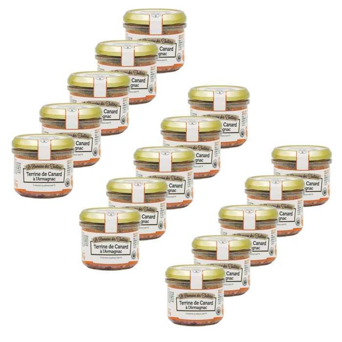 Domaine des Tuilières - Lote de 15 terrinas de pato con Armagnac - Tarro de 90 g