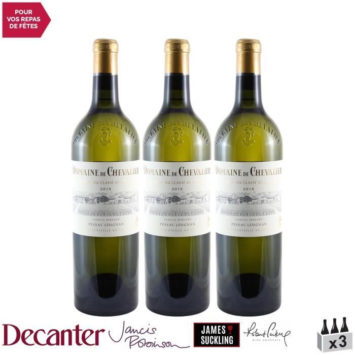 Domaine de Chevalier Blanc 2018 - Lot de 3x75cl - Vin Blanc de Bordeaux - Appellation AOC Pessac-Léognan - 94-100 Decanter -