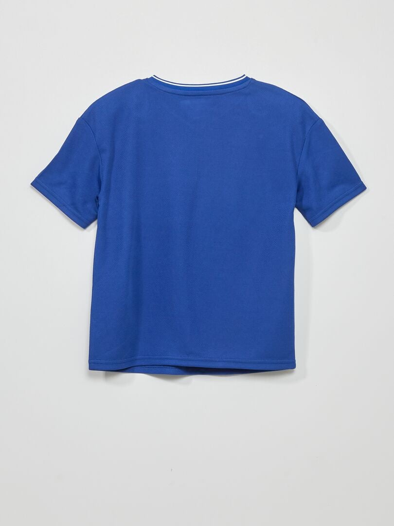 Camiseta de manga curta em malha - AZUL