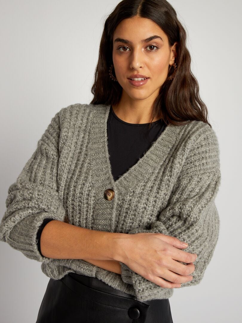 Dik gebreid vest - GRIJS